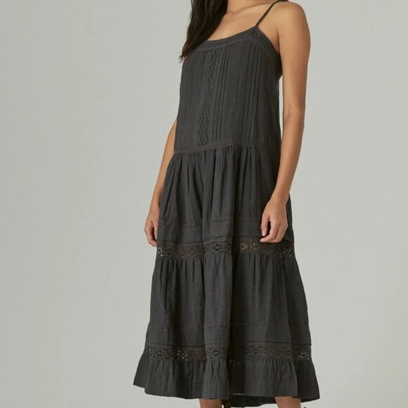 Lucky Brand Tiered Ruffle Maxi Dress   Cotton - Picture 1 of 16